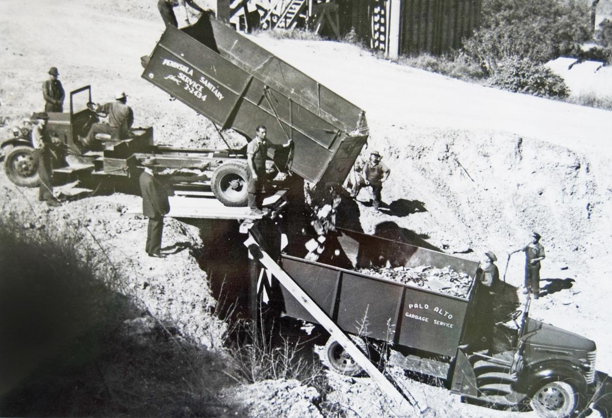 The Peninsula Sanitary Service crew in the 1930s. Luigi is pictured furthest to the right of the photo.