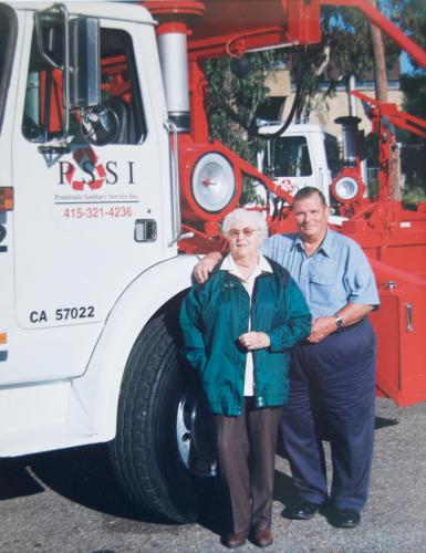 Louie II and his wife Alvera (Vera) in the 1990s. Vera would take service calls at their home in the early days, and she would drive the street sweeper when needed.